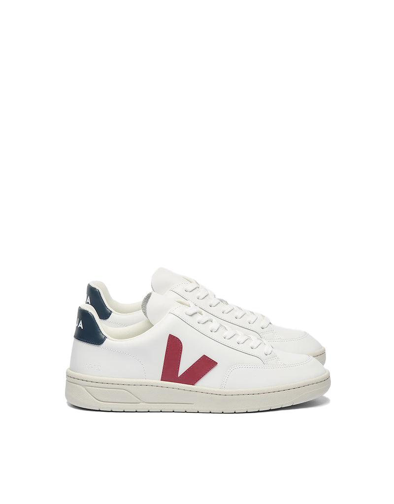 Veja V-12 LEATHER WHITE MARSALA NAUTICO