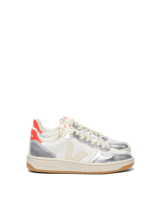 V-10 LEATHER WHITE PIERRE SILVER