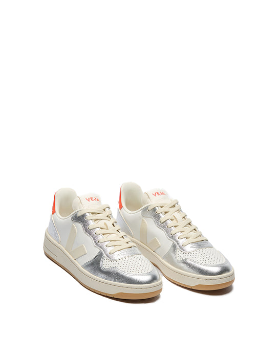 V-10 LEATHER WHITE PIERRE SILVER