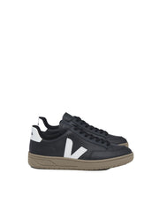 Veja V-12 LEATHER BLACK WHITE DUNE