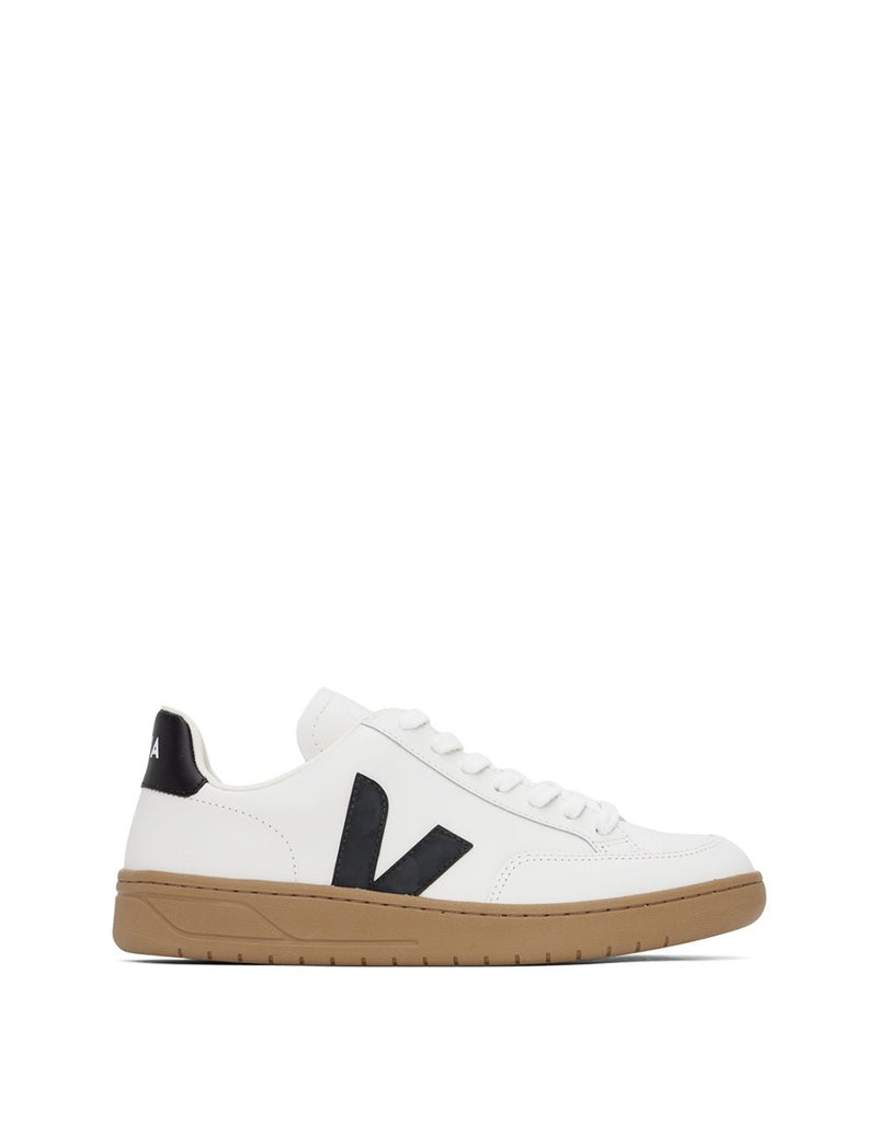 Veja V-12 LEATHER WHITE BLACK DUNE